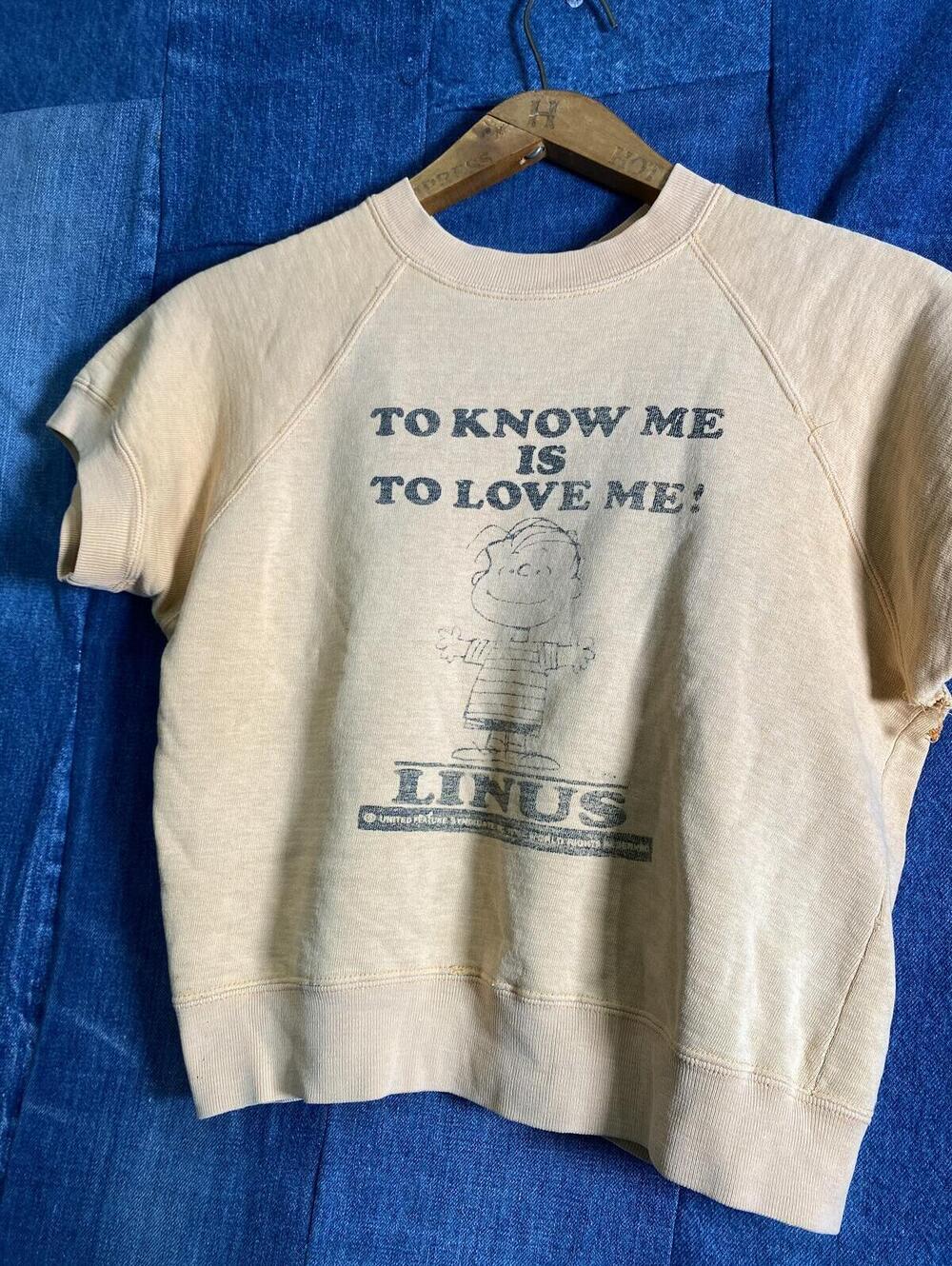 Vintage 1960s Peanuts Linus Sweatshirt KIDS 17X17 vtg 60s distressed faded - Picture 7 of 9